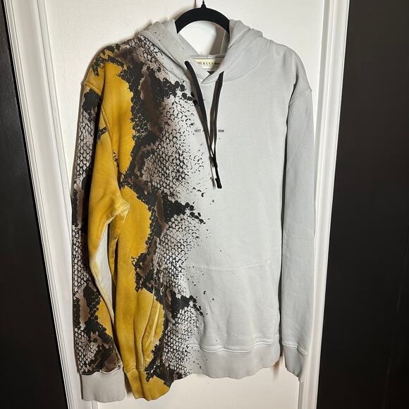 NEW 1017 ALYX 9SM Men's Hoodie Python Snake Print Gray Brown Sweatshirt Size XXL - Picture 3 of 16